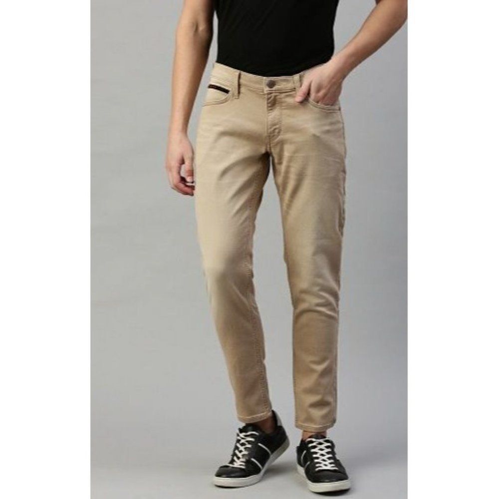 Lee Mens Khaki Slash Pocket Stretch Cotton Tapered Leg Straight Jeans Size 7